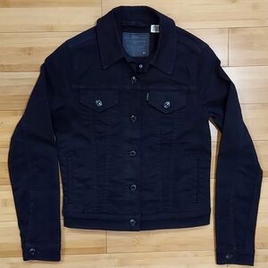 Levi's Black Denim Jacket Women's XS Collared Button Down